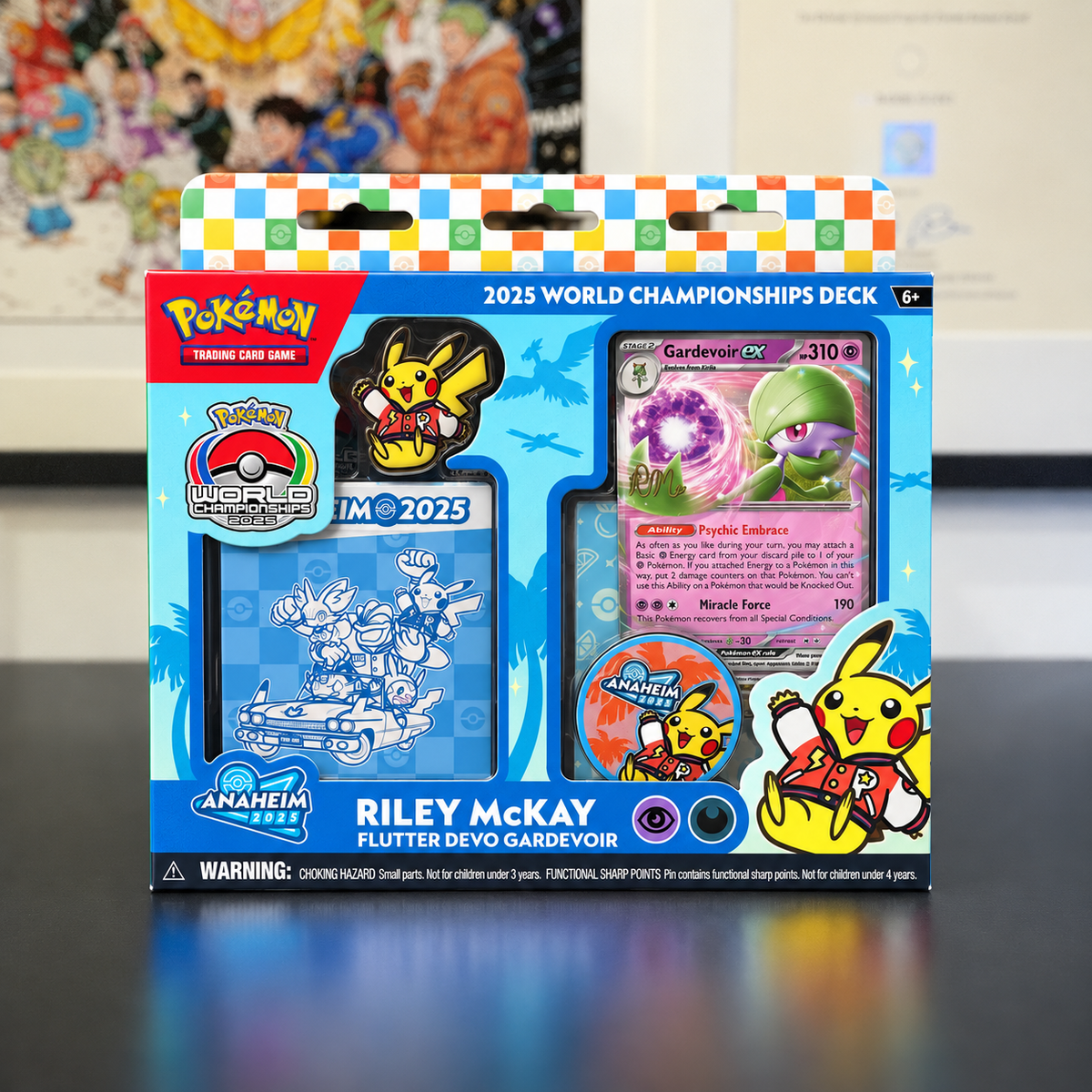 Pokémon Trading Card Game 2025 World Championships Deck box featuring Riley McKay Flutter Deyo Gardveyor.