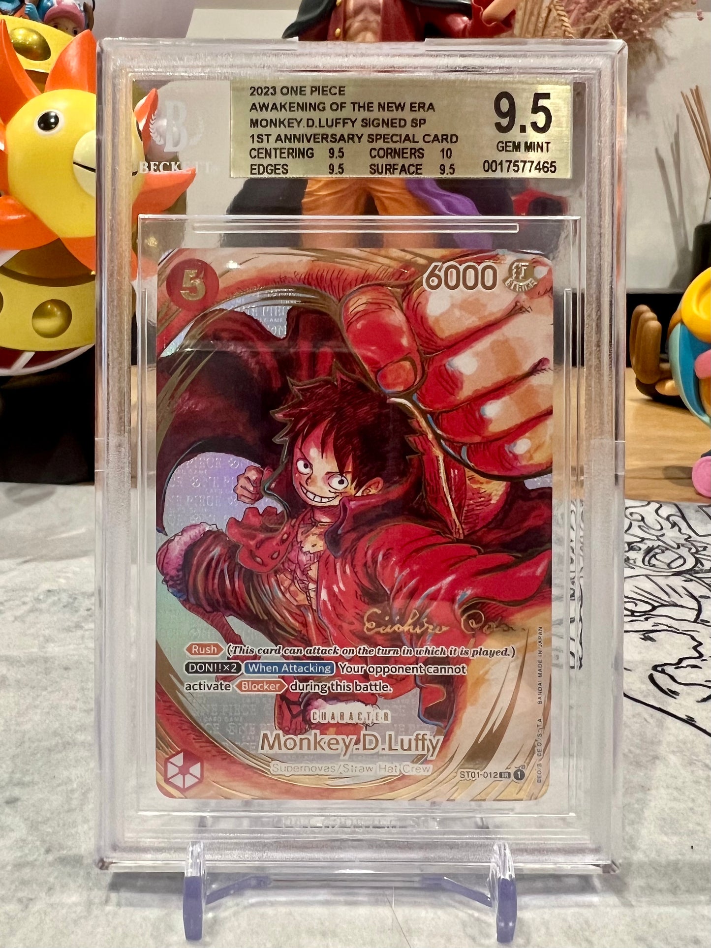 Monkey.D.Luffy ST01-012 1st Anniversary Signed Oda BGS 9.5 - One Piece - English